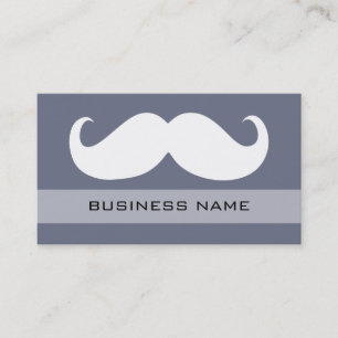 Funny White Mustache and Plain Grey Business Card