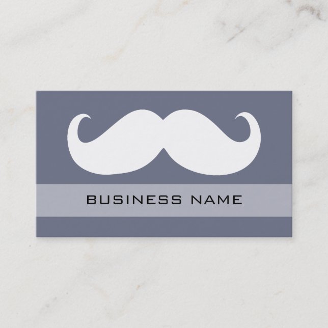 Funny White Mustache and Plain Grey Business Card (Front)