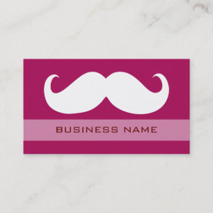 Funny White Mustache and Plain Red Business Card