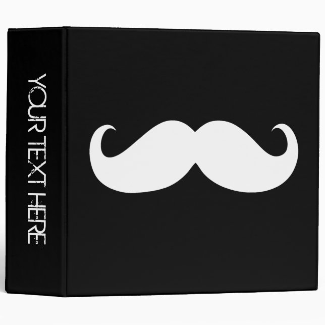 Funny White Mustache on Black Binder (Front/Spine)