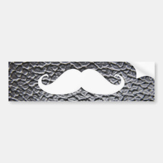 Funny White Mustache On Black Leather Pattern Bumper Sticker