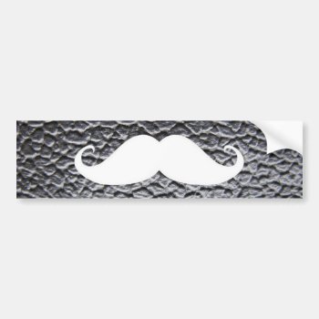 Funny White Mustache On Black Leather Pattern Bumper Sticker by mustache_designs at Zazzle