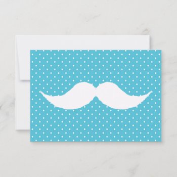 Funny White Mustache On Blue Polka Dots Pattern by mustache_designs at Zazzle