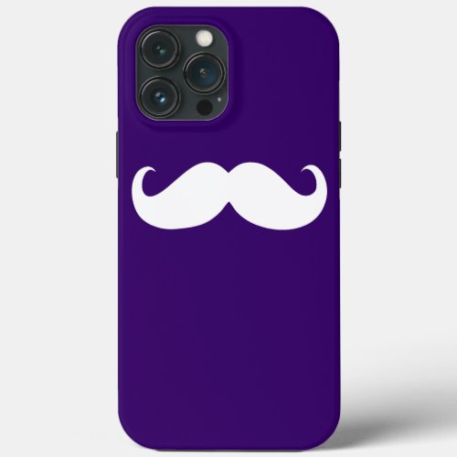 Funny White Mustache on Dark Purple Background iPhone 13 Pro Max Case