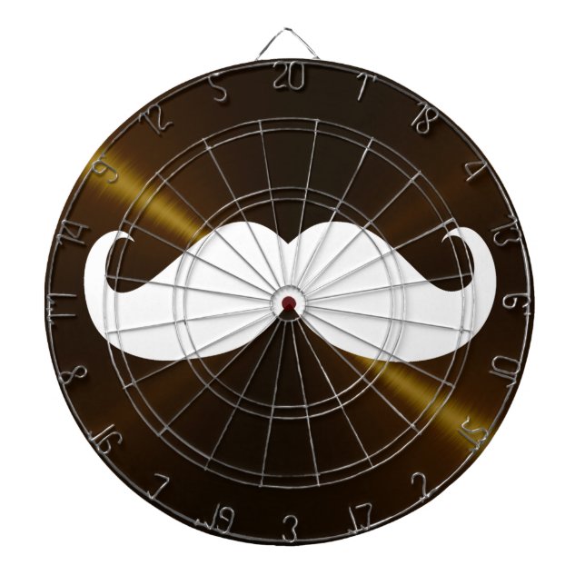 Funny White Mustache on Metal Background Dart Board (Front)