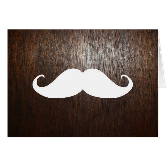 Funny White Mustache on oak wood background (Front Horizontal)