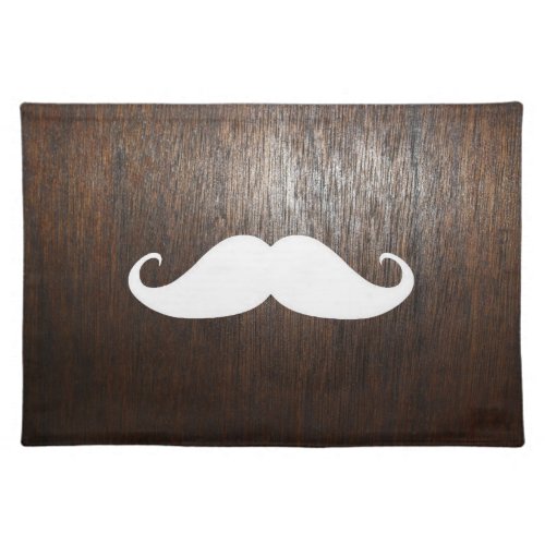 Funny White Mustache on oak wood background Placemat