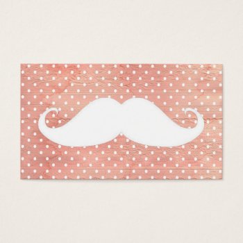 Funny White Mustache On Pink Polka Dots Pattern by mustache_designs at Zazzle