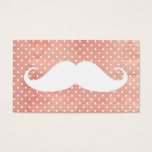Funny White Mustache On Pink Polka Dots Pattern (Front)