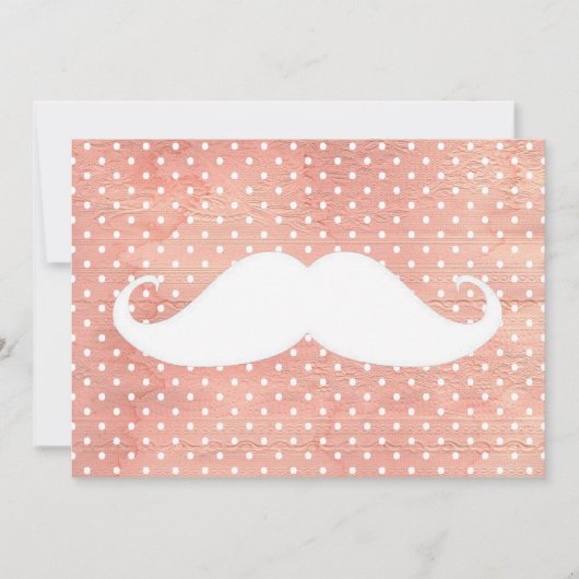 Funny White Mustache On Pink Polka Dots Pattern (Front)