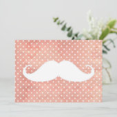 Funny White Mustache On Pink Polka Dots Pattern (Standing Front)
