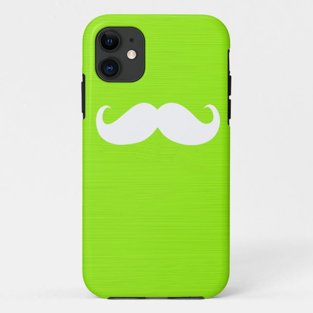 Funny White Mustache on Yellow Green Background Case-Mate iPhone Case (Back)