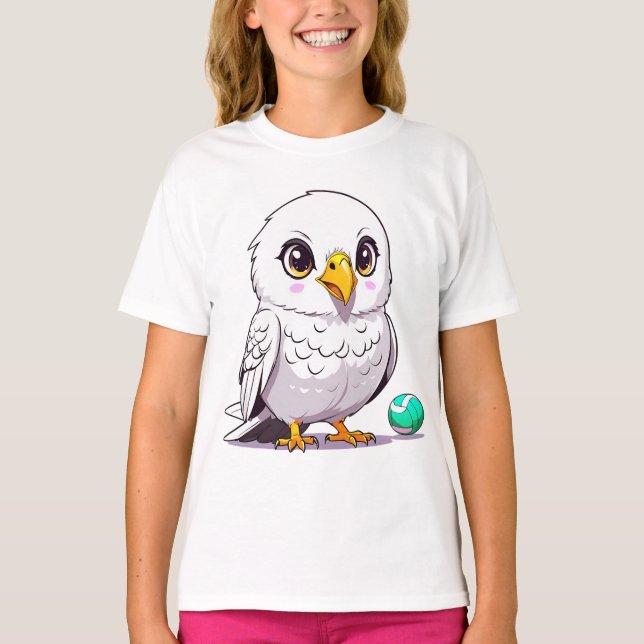 Funny White Owl Playing volleyball  T-Shirt (Front)