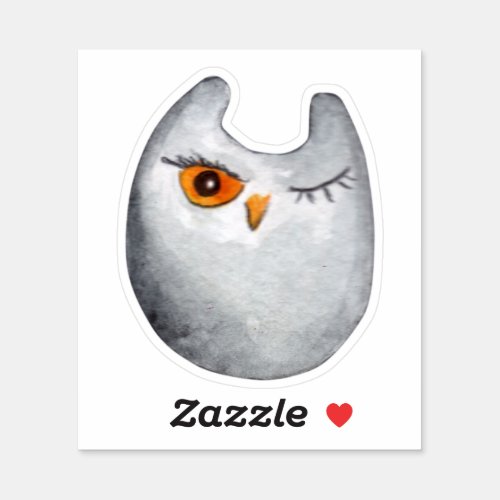 Funny White owl sticker 