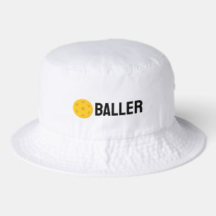 Funny White Pickleball Player Team Pickleballer Bucket Hat