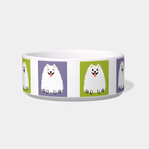 Funny White Pomeranian Cartoon Dog Cute Pommie Bowl