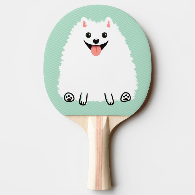 Funny White Pomeranian Ping Pong Paddle (Back)
