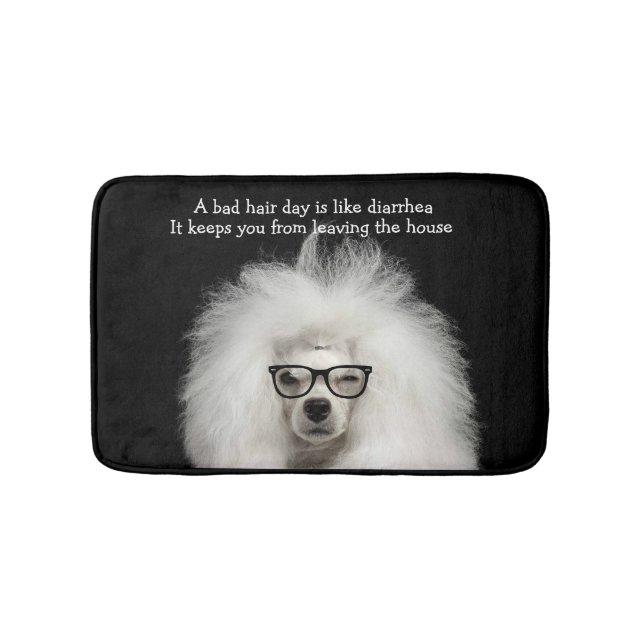 Funny White Poodle Diarrhea Bath Mat (Front)