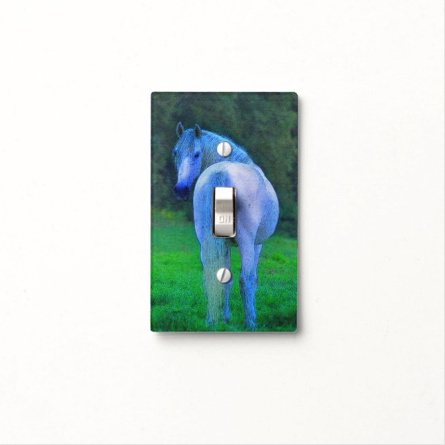 Funny White Ranch Horse Equine-lover Photo Light Switch Cover (In Situ)