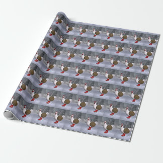 Funny White Rooster Santa Claus Wrapping Paper