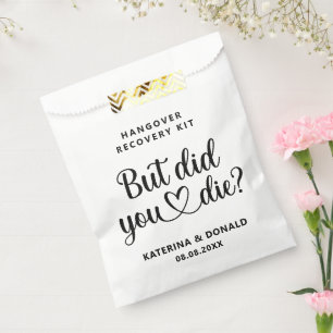 Funny White Script Hangover Recovery Kit Favor Bag