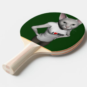 Funny White Siamese Cat Loves Mice Ping-Pong Paddle