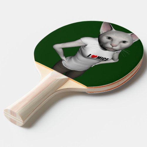 Funny White Siamese Cat Loves Mice Ping_Pong Paddle