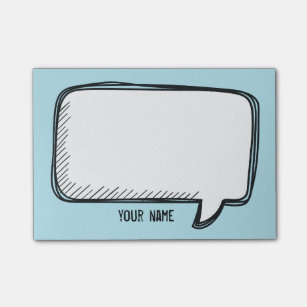 Funny White Talk Bubble on blue Personalized Name Post-it Notes