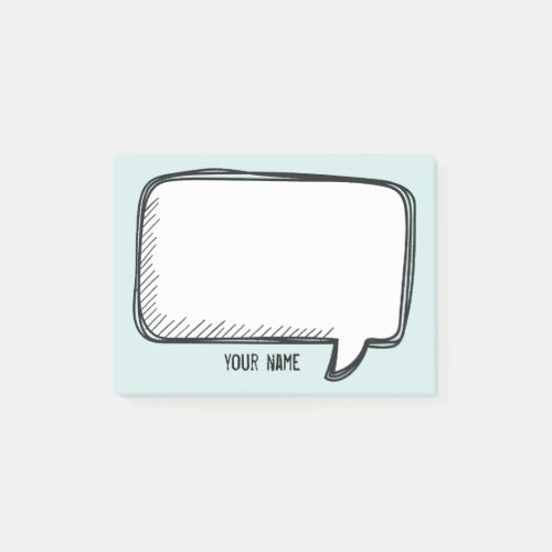 Funny White Talk Bubble pale blue Personalize Name Post_it Notes