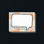 Funny White Talk Bubble Plaid Cream orange blue Post-it Notes<br><div class="desc">A delightful cartoon design on a pastel plaid pattern in cream orange and blue color for you to send messages.
You can easily insert your name</div>