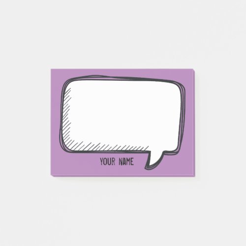 Funny White Talk Bubble purple Personalized Name Post_it Notes