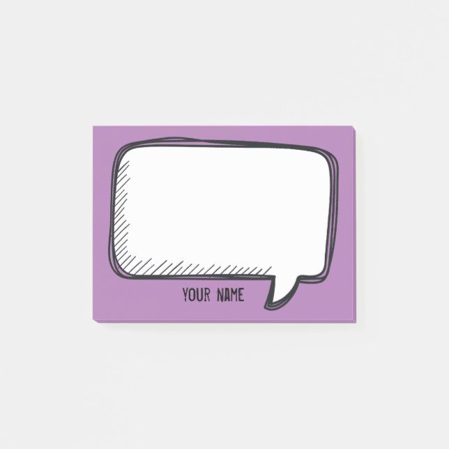 Funny White Talk Bubble purple Personalized Name Post-it Notes (Front)