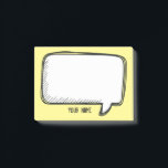 Funny White Talk Bubble  yellow Personalized Name Post-it Notes<br><div class="desc">A delightful cartoon design for you to send messages.
You can easily insert your name and change the yellow color in background (use customize button)</div>