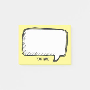 Funny White Talk Bubble yellow Personalized Name Post-it Notes