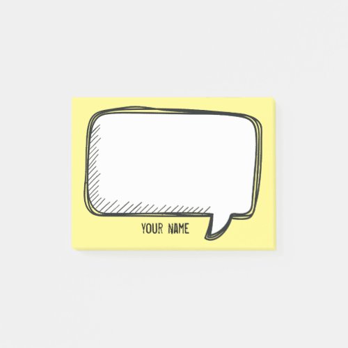 Funny White Talk Bubble  yellow Personalized Name Post_it Notes