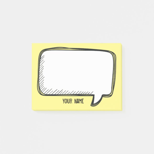 Funny White Talk Bubble  yellow Personalized Name Post-it Notes (Front)