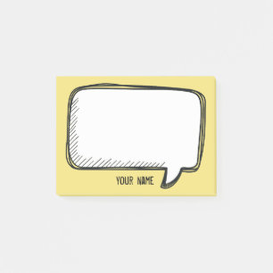Funny White Talk Bubble yellow Personalized Name Post-it Notes