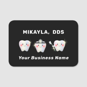 Funny White Teeth Dentistry Name Tag