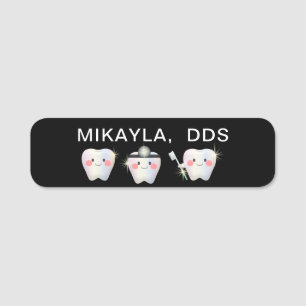Funny White Teeth Dentistry Name Tag