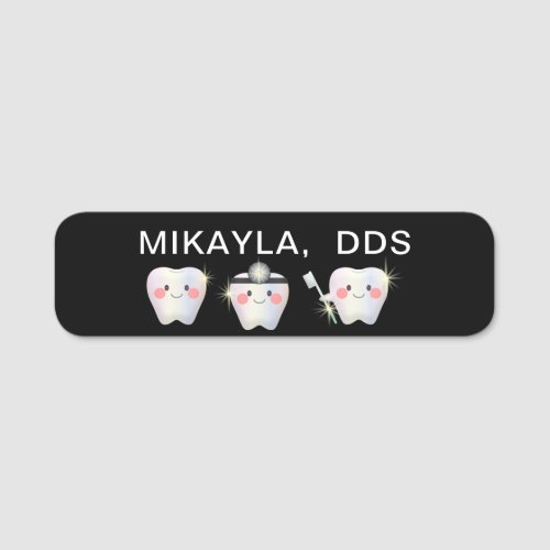 Funny White Teeth Dentistry  Name Tag