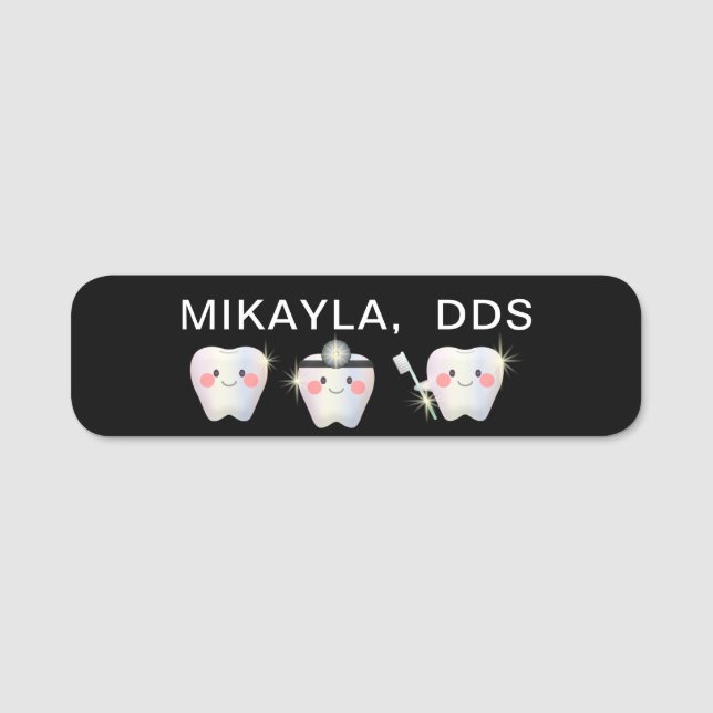 Funny White Teeth Dentistry  Name Tag (Front)