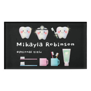 Funny White TeethPediatric Dentistry Name Tag
