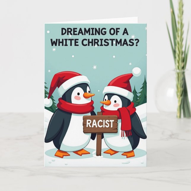 Funny White Xmas Penguin Card (Front)