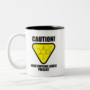 Funny WHMIS Caffeine Hazard Caution Symbol Two-Tone Coffee Mug