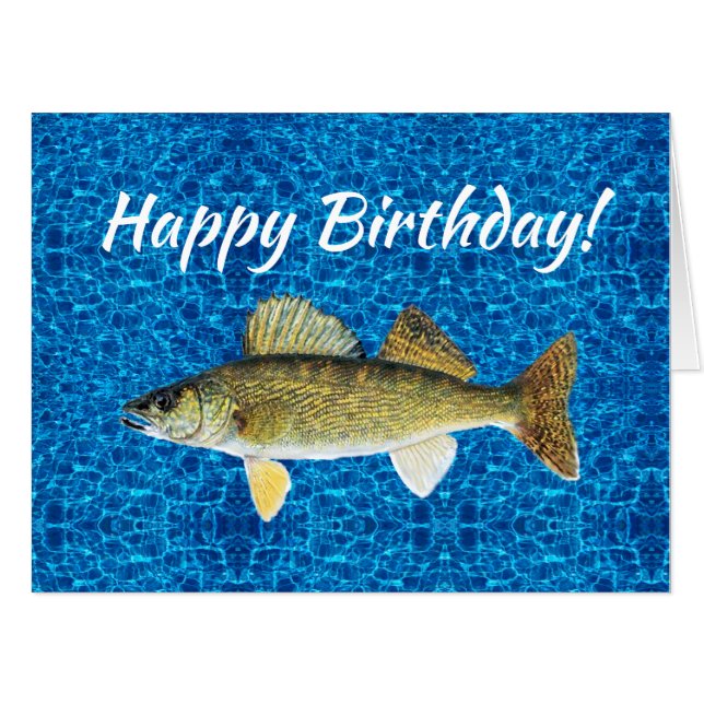 Funny Whopper Walleye Birthday Card (Front Horizontal)