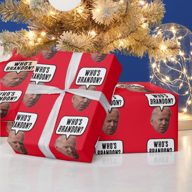 FUNNY WHO'S BRANDON? BIDEN CHRISTMAS  WRAPPING PAPER (Holidays)