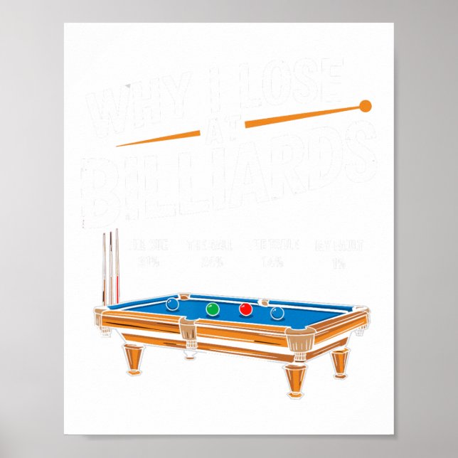 Funny Why I Lose At Billiards Pool Player Billiard Poster (Front)