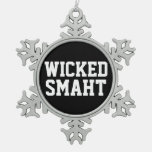 Funny Wicked Smart Smaht Boston Accent Snowflake Pewter Christmas Ornament at Zazzle
