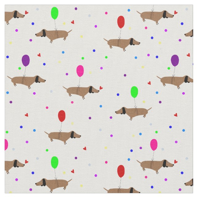 funny wiener dogs dachshund balloons fabric (Close Up)