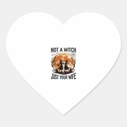 Funny Wife Halloween Vintage Witch Moon Design_1 Heart Sticker